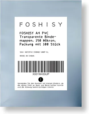 Produktbild von Folie Einbanddecke für Ringbindung A4 transparentes PVC 150 Micron 100 Stk