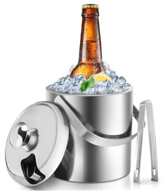 Eiseimer doppelwandig Edelstahl mit Deckel 1,3 l