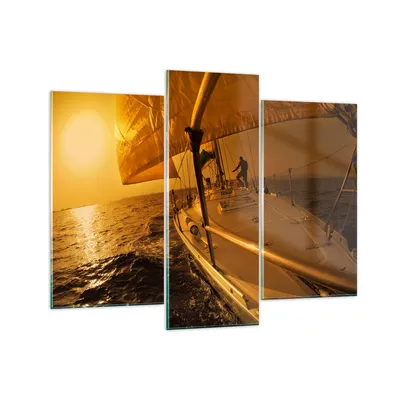 Produktbild von Bilder auf glas - Ozean Segelboot Yacht - 130x100cm - Glasbilder - Wandbilder - Kunstdruck - zum Aufhängen bereit - Wanddekoration aus Glas - Glas Bilder - Wandbild auf Glas - GCB130x100-0322