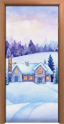 Produktbild von Türposter 90x200 cm Türaufkleber Türtapete Türfolie Klebefolie Winter Landschaft Wald Weihnachten