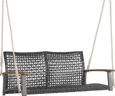 Obrázok produktu pre Hojdačka na vonkajšiu závesnú lavicu z PE ratanu s 2 lanami 131 x 68 x 54 cm