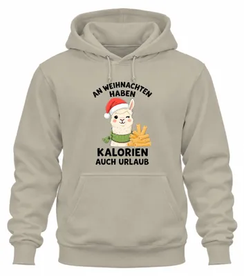 Produktbild von An Weihnachten Haben Kalorien Urlaub Alpaka Lama Nudeln Hoodie Kapuzenpullover, Natur, L