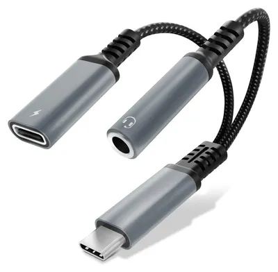 Immagine prodotto di CELLONIC Adattatore da USB C a Jack per cuffie e ricarica, ricarica rapida 2in1 60W, adattatore USB C con jack da 3,5 mm per Sumsung S23/S23 Ultra/S22Ultra, iPad,HuaweiP40, tablet e notebook - argento