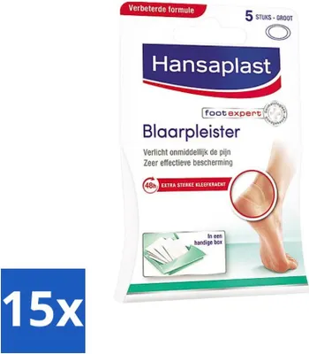 Produktbild von Hansaplast - Blasenpflaster - Fußpflege - Anti Blasen - Wasserfest - Großes Pflaster - Inselpflaster - Groß L - 5 Pflaster - Vorteilspack - 15 Stücke