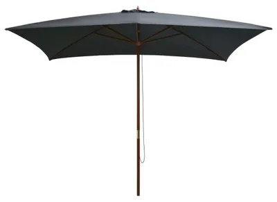 Produktbild von Sonnenschirm mit Holzmast Gartenschirm Ampelschirm Strandschirm Sonnenschutz Rechteckig 200x300 cm mit UV-Schutz für Garten Terrasse Anthrazit