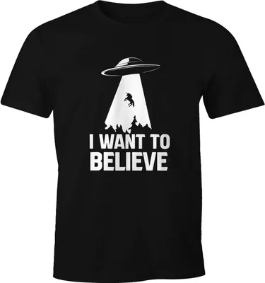 Produktbild von Herren T-Shirt UFO Einhorn I Want To Believe Fun-Shirt Moonworks® schwarz XL