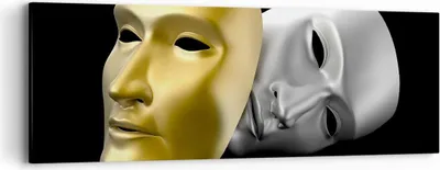 Produktbild von Bild auf Leinwand - Leinwandbild - Maske Theater Bühne Schauspieler - 90x30cm - Wand Bild - Wanddeko - Leinwanddruck - Bilder - Kunstdruck - Wanddekoration - Leinwand bilder - Wandkunst - AB90x30-2432