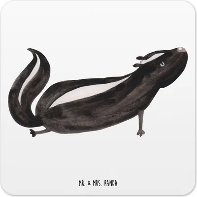 Produktbild von Mr. & Mrs. Panda Untersetzer für Gläser Stinktier Yoga 15er Set - Weiß - Geschenk, Tischuntersetzer, Namaste, Tassenuntersetzer, Raubtier, Glas-Untersetzer, Skunk, Liebe