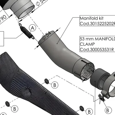 Produktbild von Auspuffschelle LeoVince Auspuff-Ersatzteil Klemme Auspuffhalterung, Edelstahl, Ø 53mm