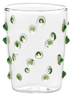 Produktbild von Zafferano 6er-Set Junior-Partygläser aus grünem Borosilikatglas - gepunktete Gläser für Liköre, Saucen und festliche Tische