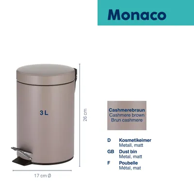 Produktbild von kela Kosmetikeimer, 3l, Metall, Tretmülleimer, Badezimmer, cashmerebraun
