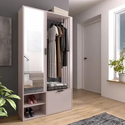 Produktbild von Garderobe MILO MINI Kaschmir mit Kleiderstange und Spiegel