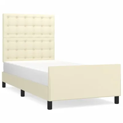 Produktbild von Bettgestell mit Kopfteil Creme 80x200 cm Kunstleder