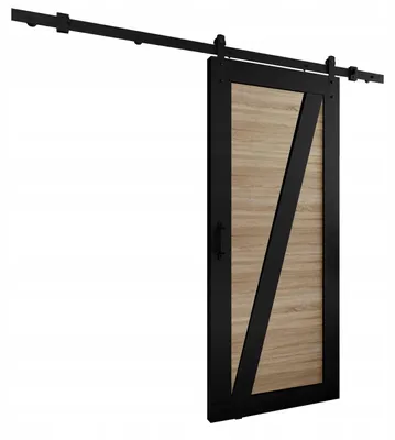 Produktbild von KierMoebel Schiebetür Komplettset LOFT ADIO 3 Schwarz & Sonoma 86x205x3,2 cm, Wohnzimmer Schiebetür