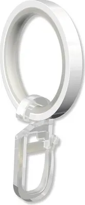 Produktbild von Interdeco Ringe mit Gleiteinlage und Faltenhaken, Gardinenringe mit Einlage für Gardinenstangen 20 mm Ø, Weiß (Packung 10 Stück)