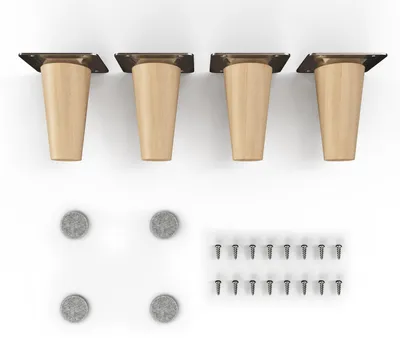 Produktbild von 4x sossai Holzfüße rund - gerade Ausführung 8cm Buche Öl-Finish