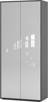 Produktbild von SIMPLYFURN Büroschrank Amira T00, geschlossener Schrank mit 2 großen Türen, Anthrazit & Weiß Hochglanz, Push-to-Open, 180x80x40 cm, Aktenschrank für Büro und Homeoffice