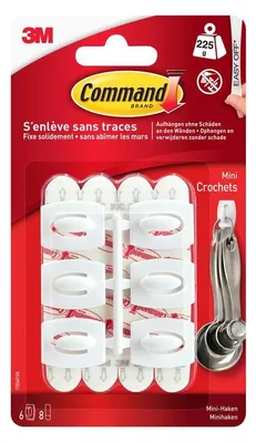 Produktbild von 3M Command Mini-Haken Kunststoff Größe: S weiß 6er Pack Tragkraft: 225 g