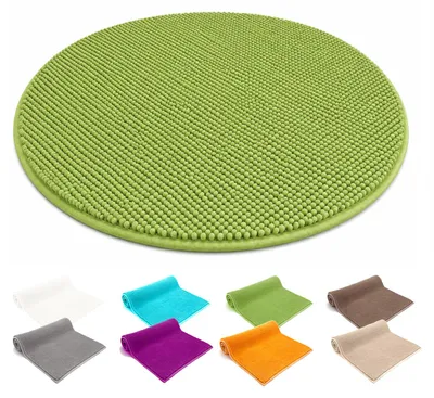 Produktbild von heimtexland ® Badvorleger Chenille Super Flauschig Saugstark Badteppich Badematte Typ771 Grün 60 cm rund