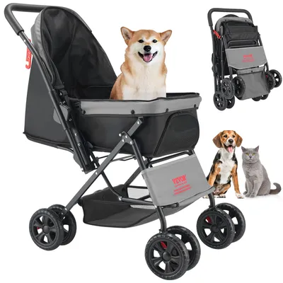 Produktbild von Hundebuggy, 20 kg Tragkraft, faltbarer Hundewagen, 4-rädriger Hundebox mit Netzf