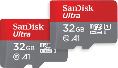 Produktbild von SanDisk Ultra microSD, 32 GB, MicroSDHC, Klasse 10, UHS-I, 120 MB/s, Grau, Rot