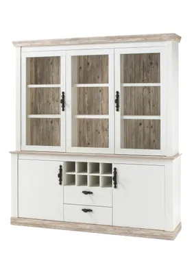 Produktbild von Buffet Florenz Vitrine Highboard in Oslo Pinie weiß 184 cm