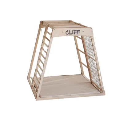 Produktbild von PREMIUM Klettergerüst aus Holz mit hochwertiger Sicherheitsmatte, hergestellt in der EU, Qualität aus Österreich, CLIFF Pro White Edition (exKidwood)