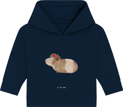 Produktbild von Mr. & Mrs. Panda Organic Baby Hoodie Meerschweinchen Weisheit 12. - 18. Monat - French Navy - Geschenk, Kapuzenshirt, Lustige Sprüche, Kapuzensweatshirt, Wunder, Spruch