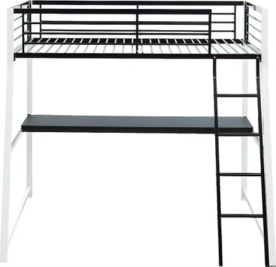 Produktbild von MALICIA Mezzaninbett - 90 × 190 - Eingebauter Schreibtisch - Schwarz und weiß