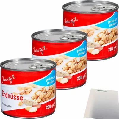 Produktbild von Jeden Tag Erdnüsse geröstet & gesalzen 3er Pack (3x200g Packung) + usy Block