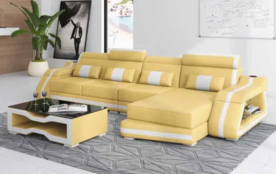 Immagine prodotto di Divano Angolare A L Beige Moderno In Pelle In Ecopelle Divani