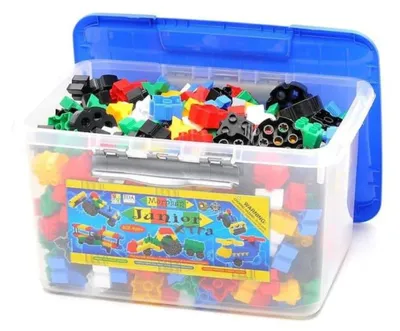 Produktbild von Morphun Junior Xtra Konstruktionsbausteine – 500 Teile mit T- und L-Verbindern (Räder, 6 Bauanleitungen, stabiles Kunststoff, CE & EN-71 ) – ab 5 Jahren