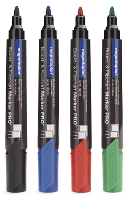 Zdjęcie produktu dla Magnetoplan 12281, 4 szt., Czarny, Niebieski, Zielony, Czerwony, Czarny, Niebieski, Zielony, Czerwony, Okrągły, 1,5 mm, 3 mm