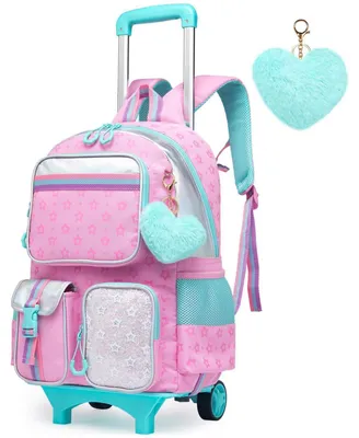 Produktbild von Kinder Trolley Rucksack Schultasche Mädchen mit Lunchtasche und Federmäppchen A-rosa 43x30x18cm