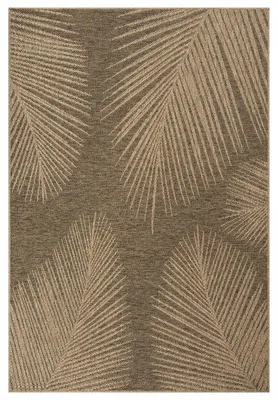 Image de Tapis d'intérieur/d'extérieur LYN13 REZA 4, aspect jute, motif de feuilles
