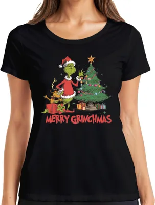 Produktbild von Merry Grinchmas Grinch Weihnachtsbaum Geschenke Weihnachten Damen T-Shirt, Schwarz, 3XL