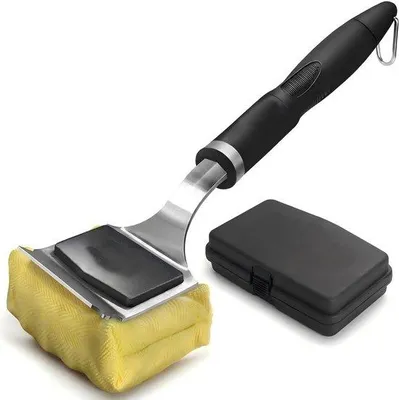 Produktbild von Grillbürste für Gusseisenroste mit langem Stiel, Reinigungsbürste für Grills ohne Borsten, für Edelstahlroste, wiederverwendbar
