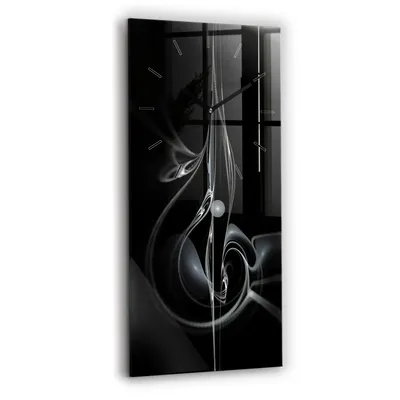 Produktbild von Wallfluent Wanduhr – Stilles Quarzuhrwerk - Uhr Dekoration Wohnzimmer Schlafzimmer Küche - Zifferblatt mit Strichen - schwarze Zeiger - 30x60 cm - Abstrakter Rauch