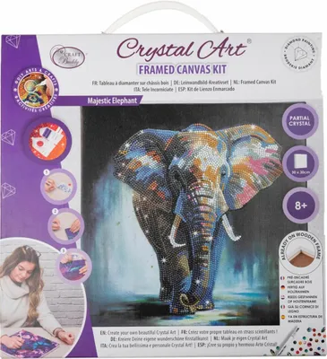 Produktbild von Kristallbild Elefant 30x30cm Leinwand Bastelset