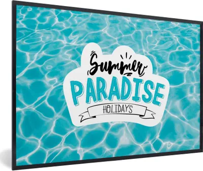 Produktbild von MuchoWow® Gerahmtes Poster Sommer - Sprichwort - Paradies 90x60 cm - Poster mit Schwarzem Bilderrahmen Wandposter Rahmen Foto Bilder - Fotorahmen - Foto-Plakat