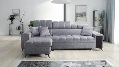 Produktbild von Wohnzimmer Couch 3-Sitzer Sofa GREKO I MAXI Grau Ottomane Links IM SOFA