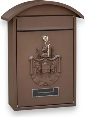 Produktbild von Briefkasten 21x6x31 cm braun lackiertes Metall mit Vordach