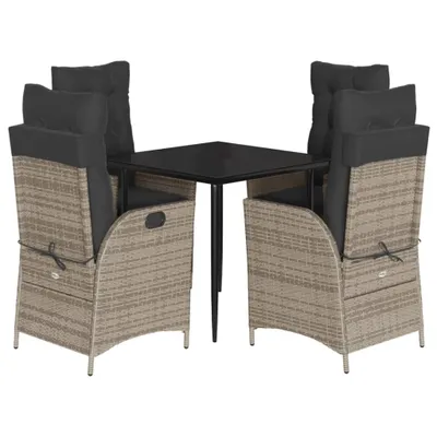 Produktbild von vidaXL 5-tlg. Garten-Essgruppe mit Kissen Grau Poly Rattan