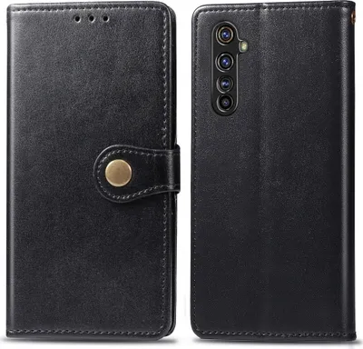 Produktbild von Mobigear Snap Button  Realme X50 Pro Hülle Klapphülle Geldbörse - Schwarz