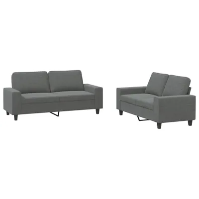 Image de Ensemble de canapés 2 pcs gris foncé tissu