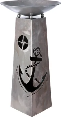 Produktbild von GILDE Metall Schalenständer Blumenständer maritim Anker in antik-Silber, Höhe ca. 95cm x D. 46cm, für drinnen,auf der Terrasse,Wintergarten,Geschenk