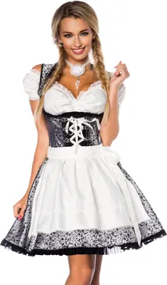 Zdjęcie produktu dla Dirndline Dirndl z bluzką Srebrny - Biały - Czarny - 2XL