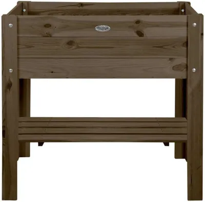 Imagen del producto de Cama elevada de madera, color marrón, con compartimento de almacenamiento, 120x60x80 cm, ideal para balcones y terrazas