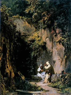 Produktbild von Carl Spitzweg Kunstdruck Bild - Disputierende Mönche, 1858-1860 (80 x 60 cm)