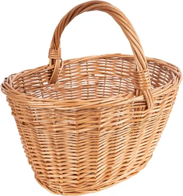 Zdjęcie produktu dla Creative Home Kosz Wiklinowy z uchwytem | 32x24x29 cm (+/- 2 cm) | ręcznie pleciony | naturalny brąz | kosz piknikowy, na prezent, owoce, warzywa